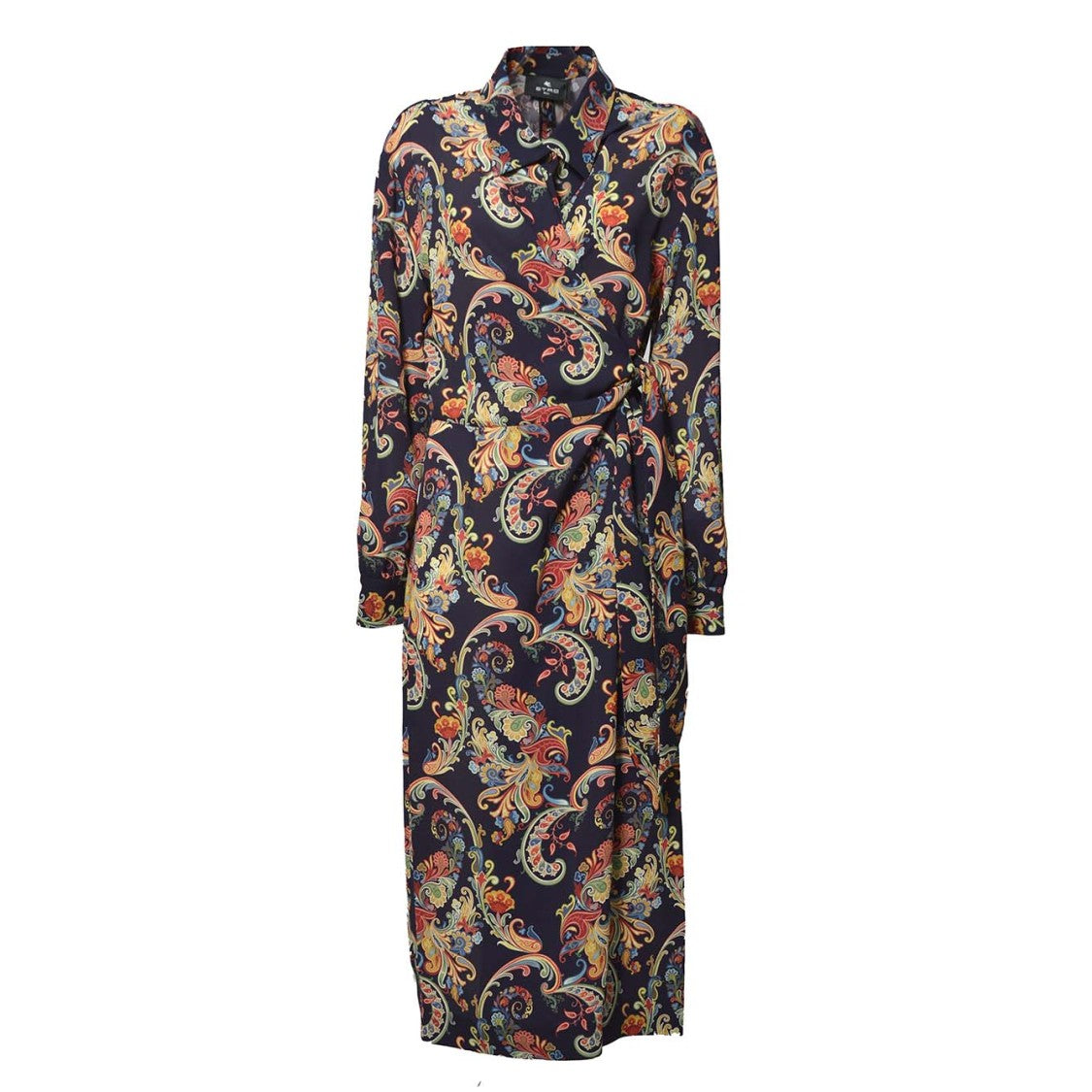 Etro Midi Dress In Stretch Sablé With Multicolored Paisley Print