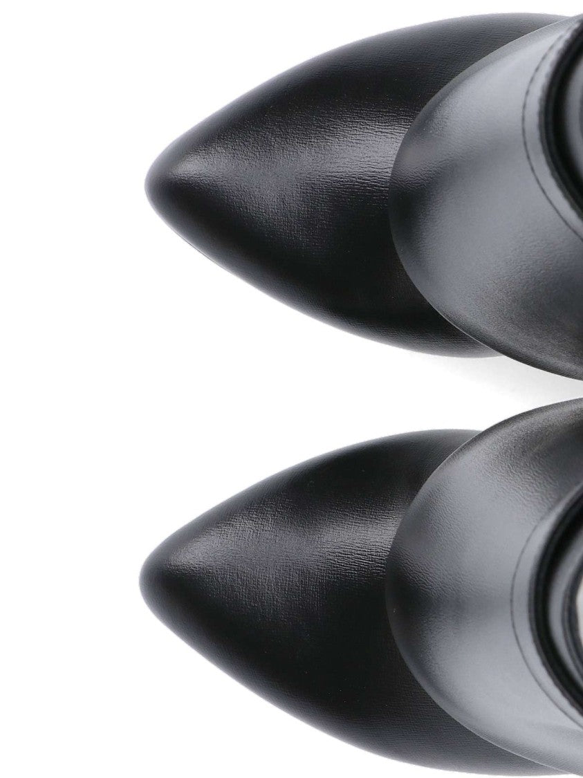 Givenchy Draped Design Black Boots With Pointed Toe And Signature Buckle