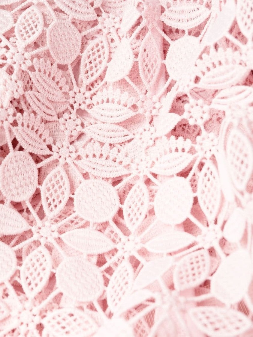 Self-Portrait Floral Lace Mini Dress With Square Neckline And Ruffled Hem