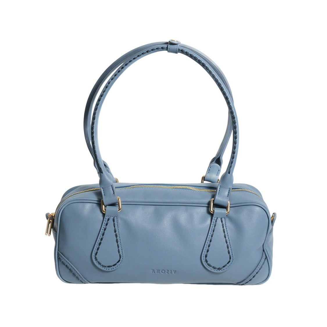 Plinio Visona' Portable Shoulder Bag In Smooth Azure Leather