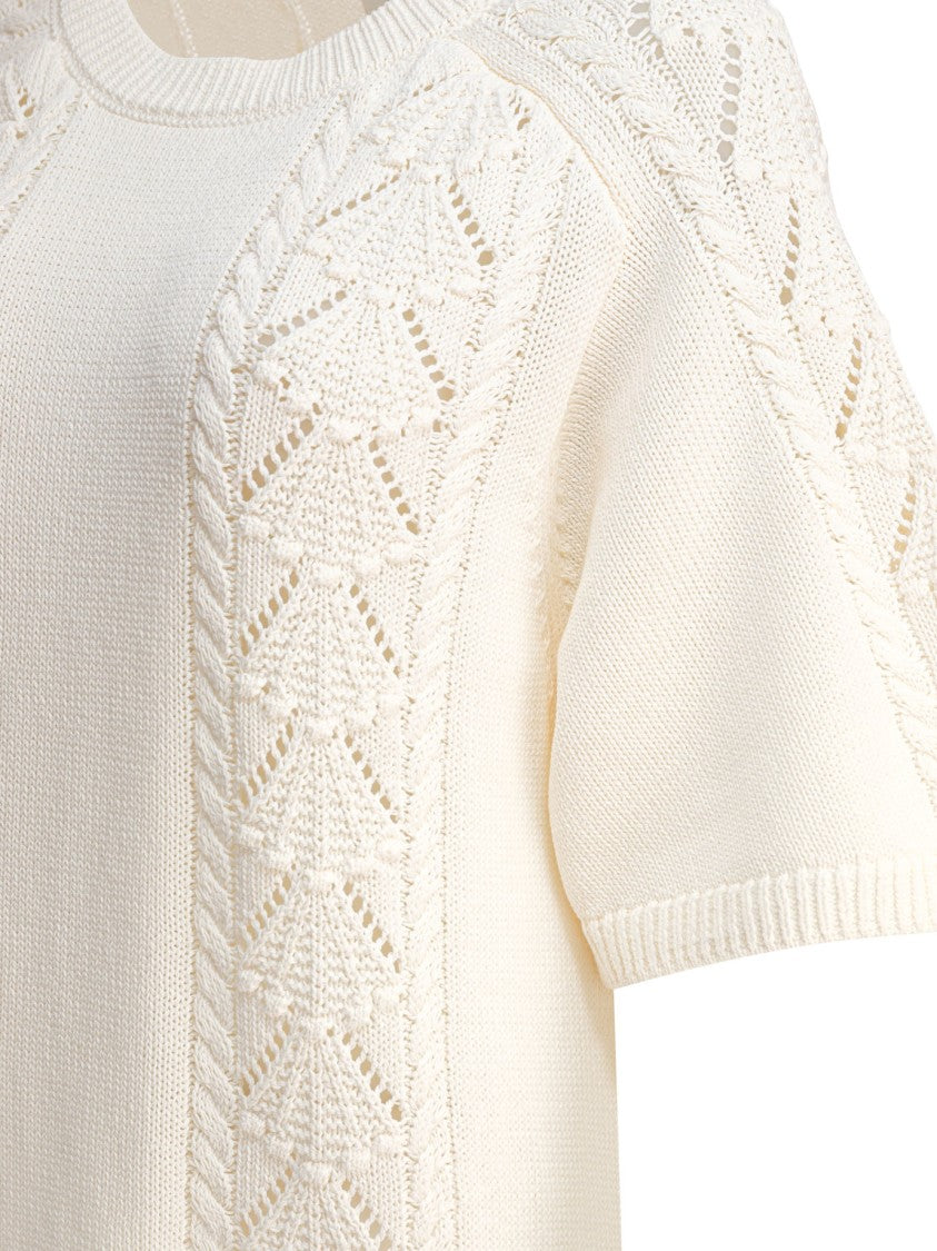 Loulou De Saison Oversized Short Dress With Knit Patterns