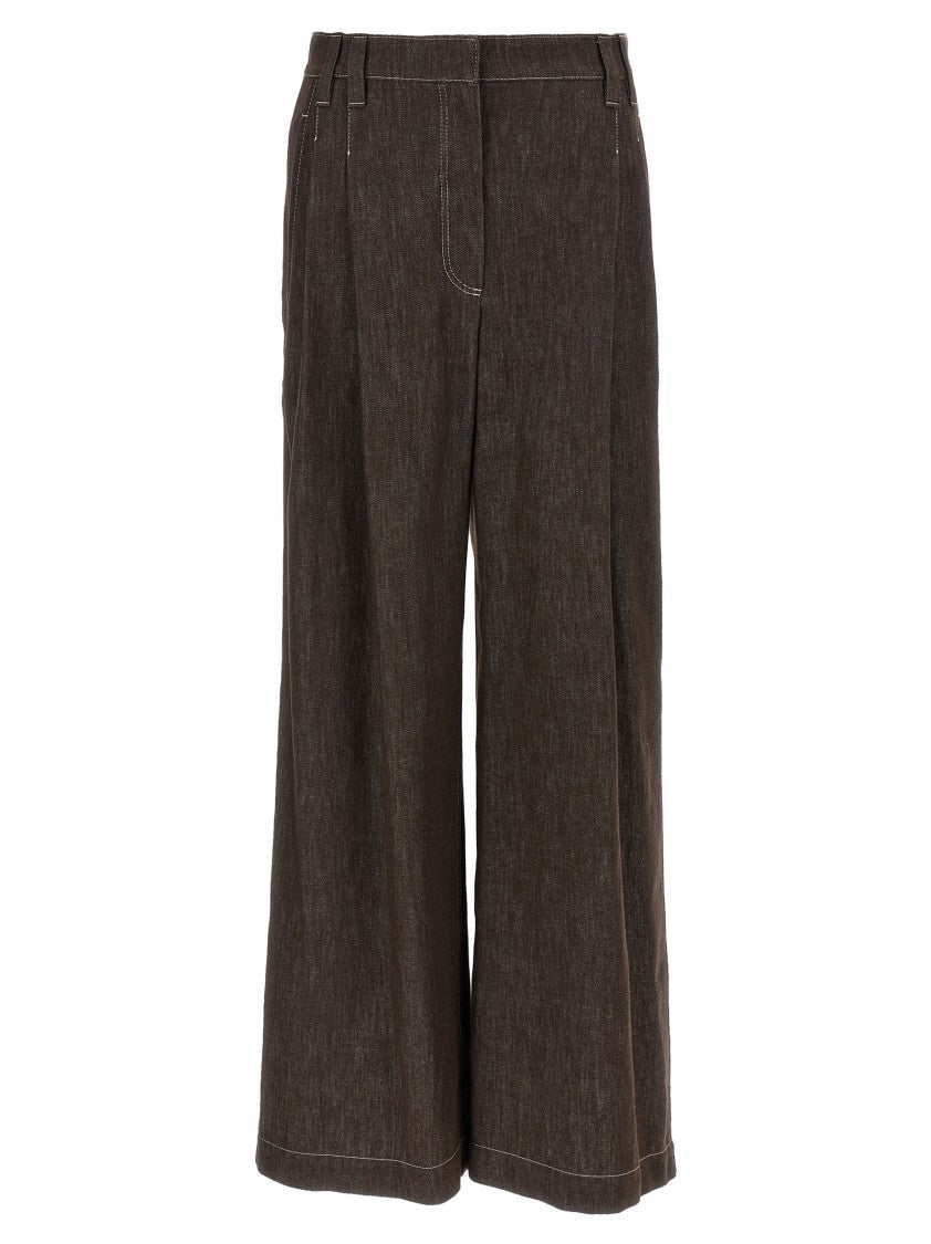 Brunello Cucinelli High-Waisted Wide Leg Denim Jeans