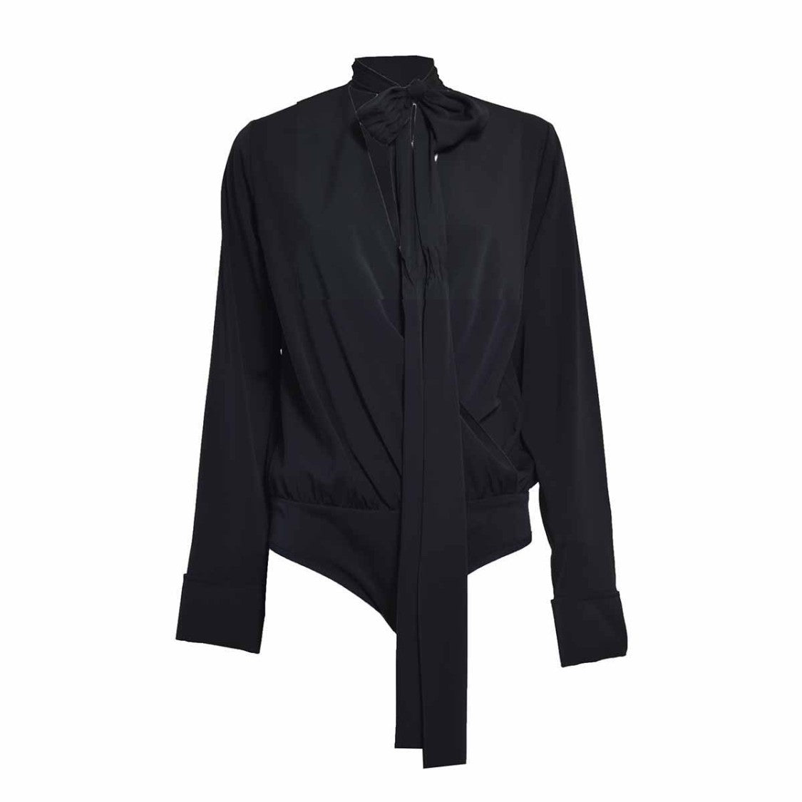 Sportmax Wrap V-Neck Bodysuit With Tie Collar