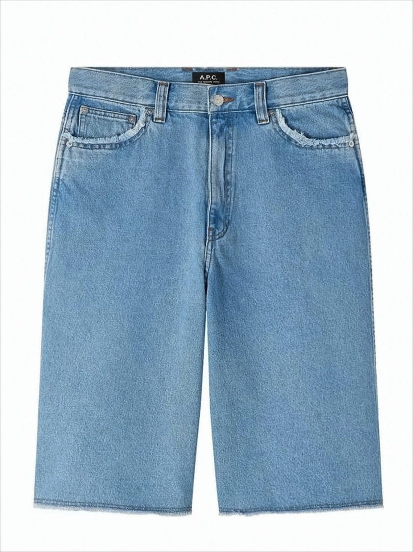 A.P.C. Light Blue Denim Shorts