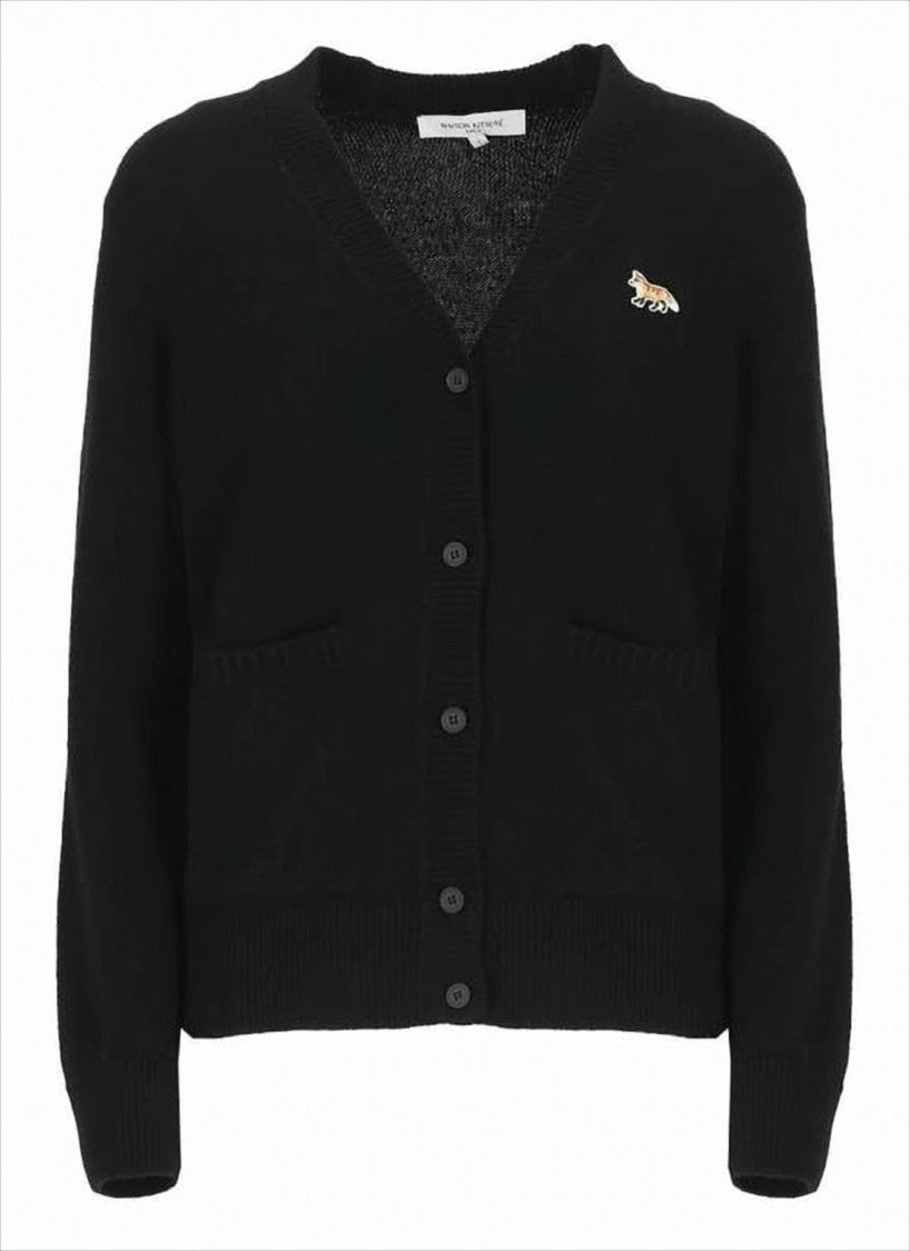 Maison Kitsuné Classic V-Neck Cardigan With Button-Down Front And Embroidered Logo