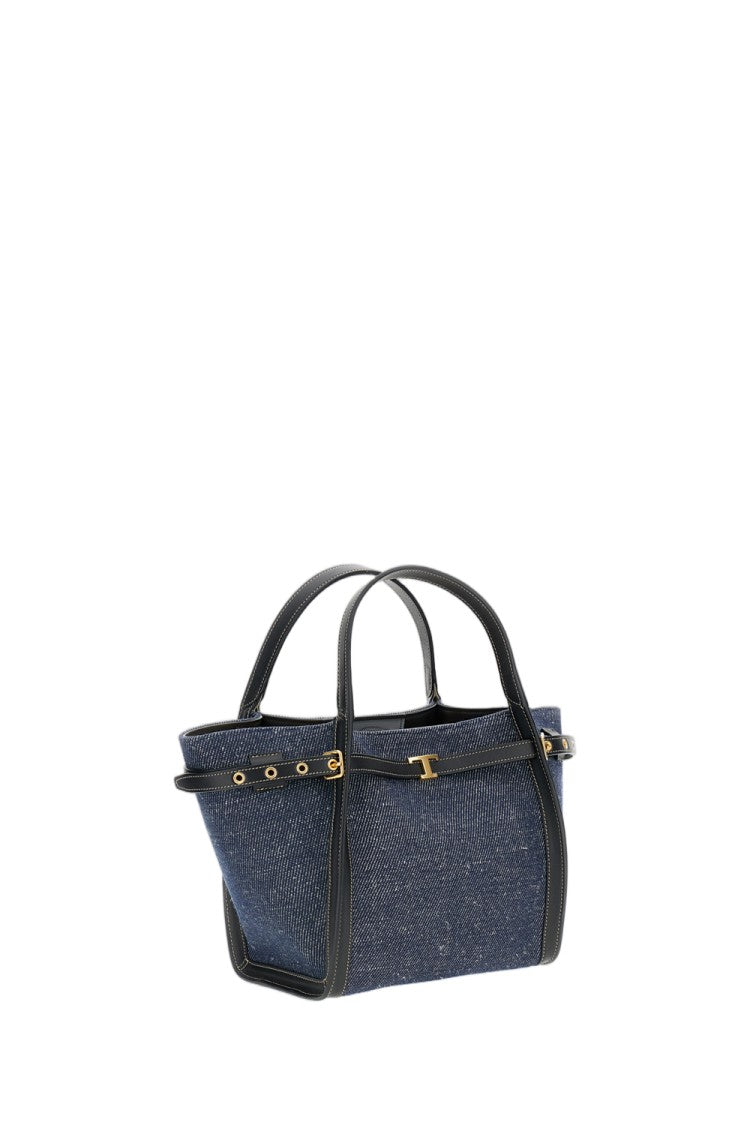 Tod's Structured Fabric Tote Bag With Leather Trim And Personalized Detail