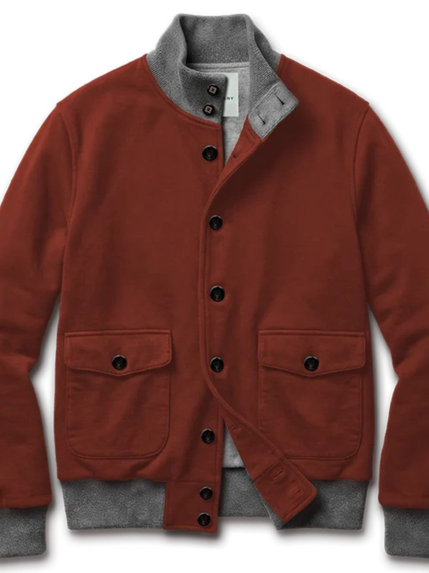 Blusonary Rust-Colored Blouson Jacket With Contrasting Grey Details