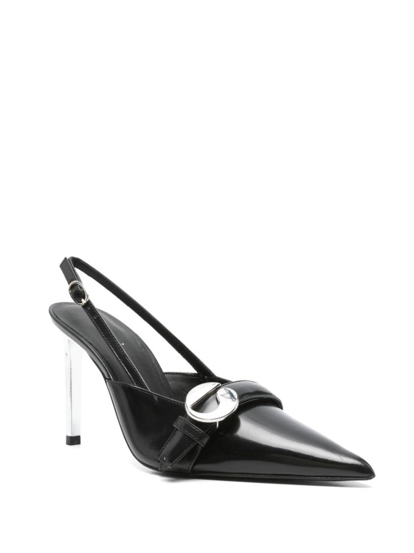 Coperni Black Pointed Toe Buckle Slingback Heels