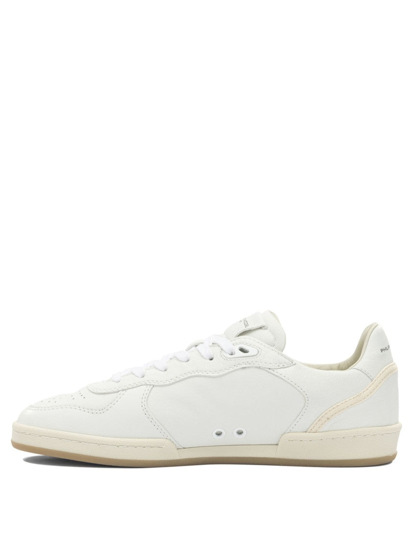 Philippe Model Paris White Leather Sneakers With Herringbone Sole