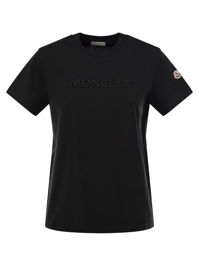 Moncler Cotton T-Shirt With Tone-On-Tone Embroidered Logo