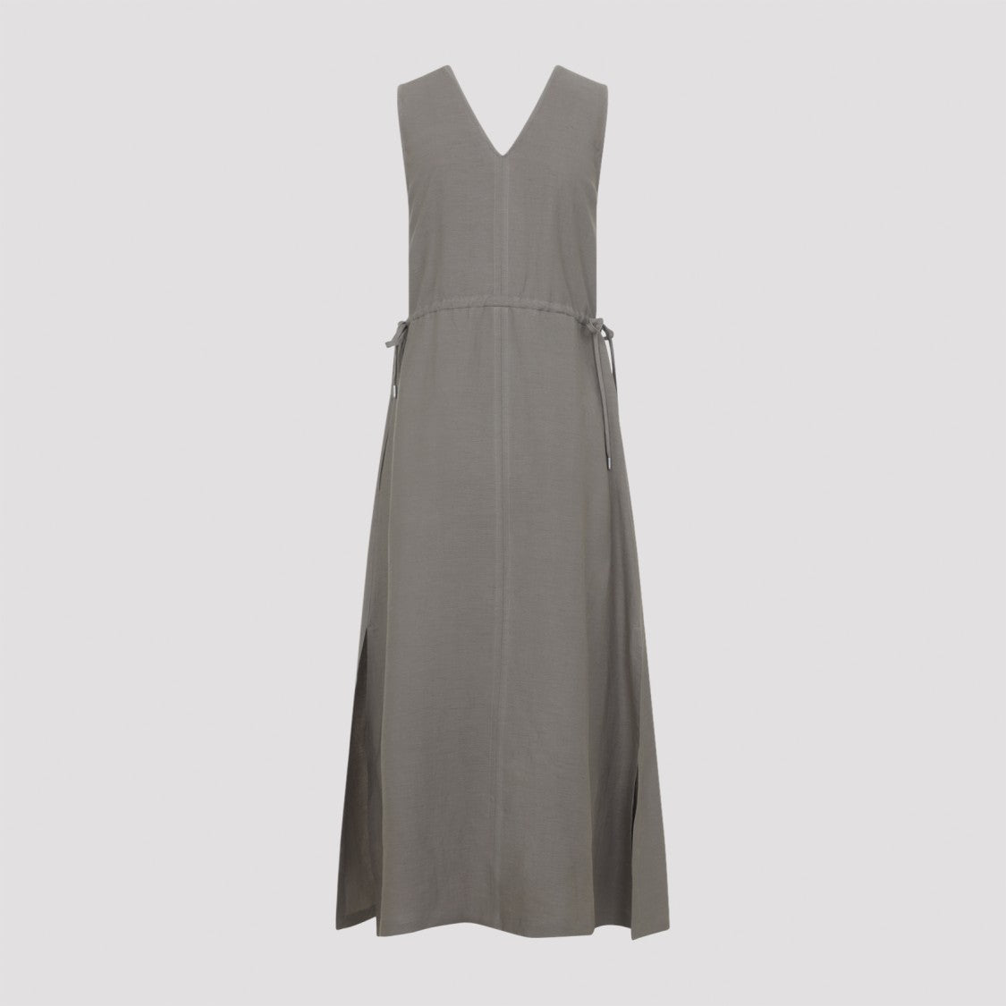 Peserico Sleeveless Brown Linen Blend Maxi Dress