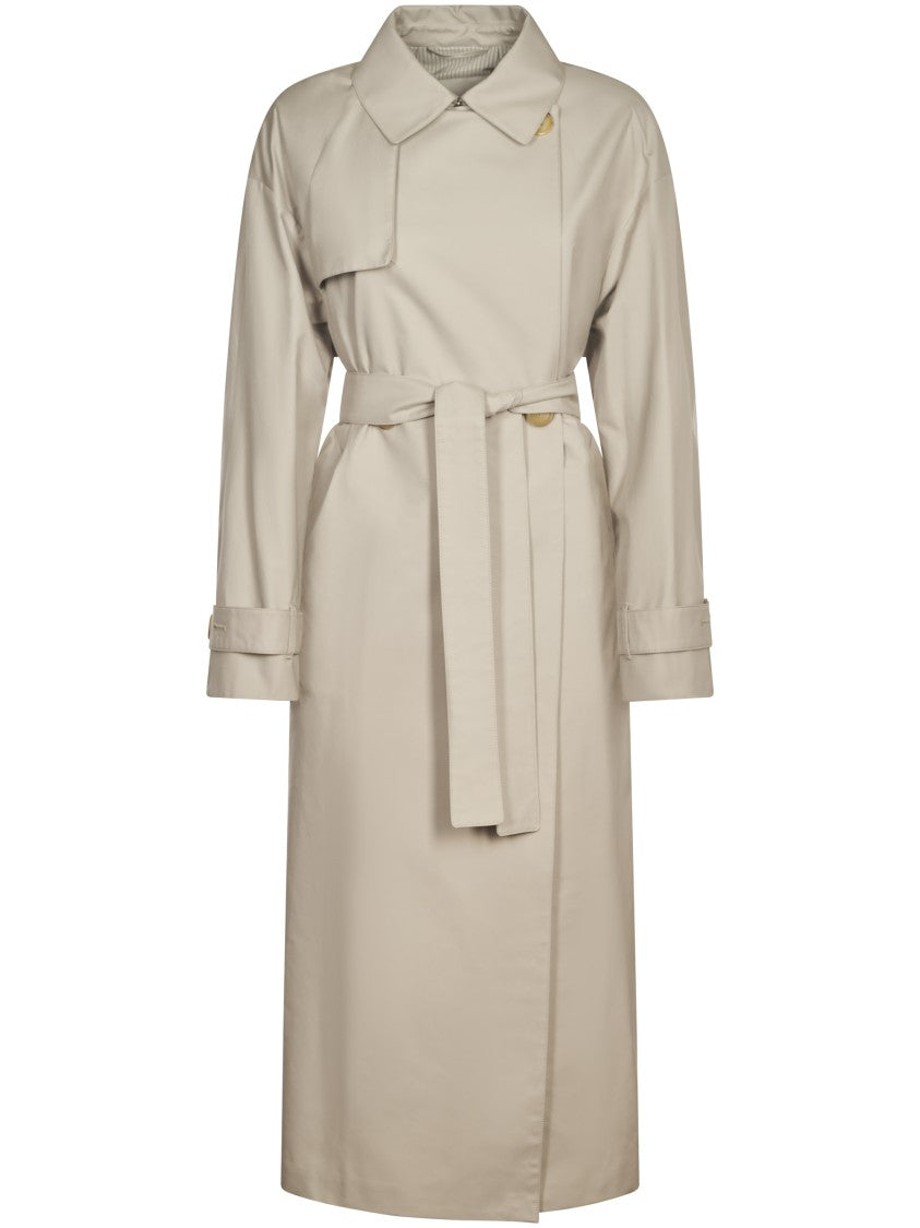 Max Mara Ivory Trench Coat With Belted Waist
