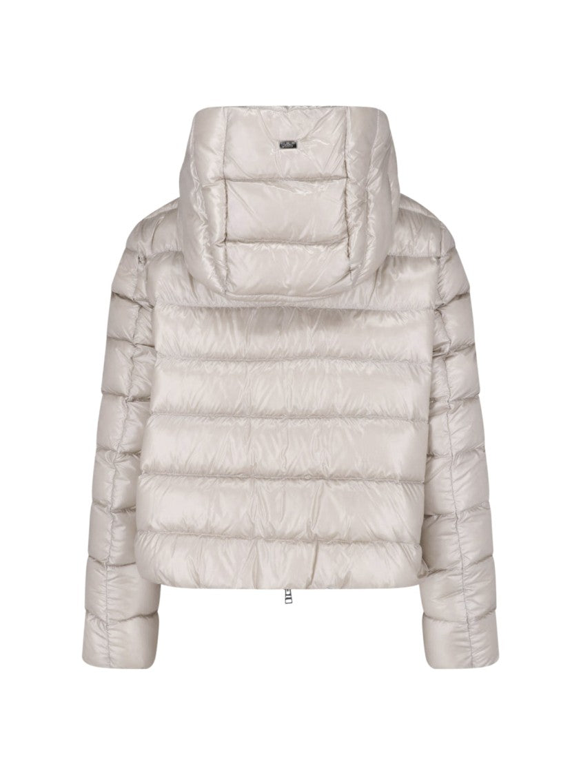 Herno Cream Hooded Waterproof Down Jacket