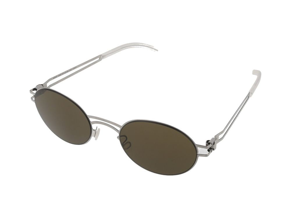 Mykita Shiny Silver Metal Frame Round Lens Sunglasses