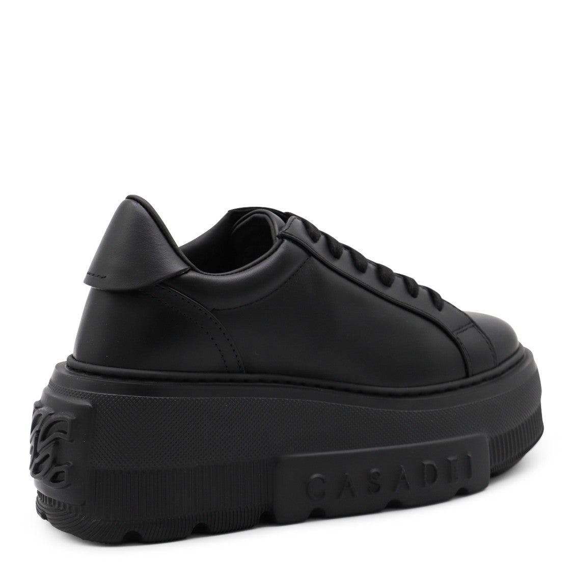 Casadei Black Leather Lettering Logo Sneakers