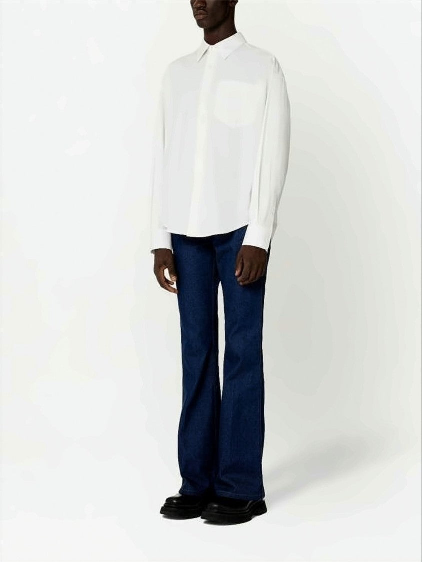 Ami Paris Relaxed-Fit White Cotton Shirt With Curved Hem