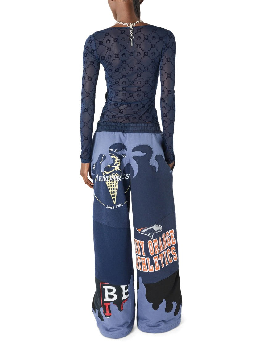 Marine Serre Moonogram Sheer Mesh Long-Sleeve Top
