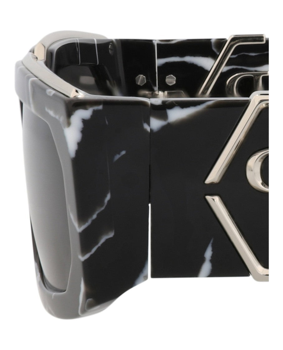 Philipp Plein Bold Square-Frame Metal Sunglasses With Distinctive Hexagonal Logo