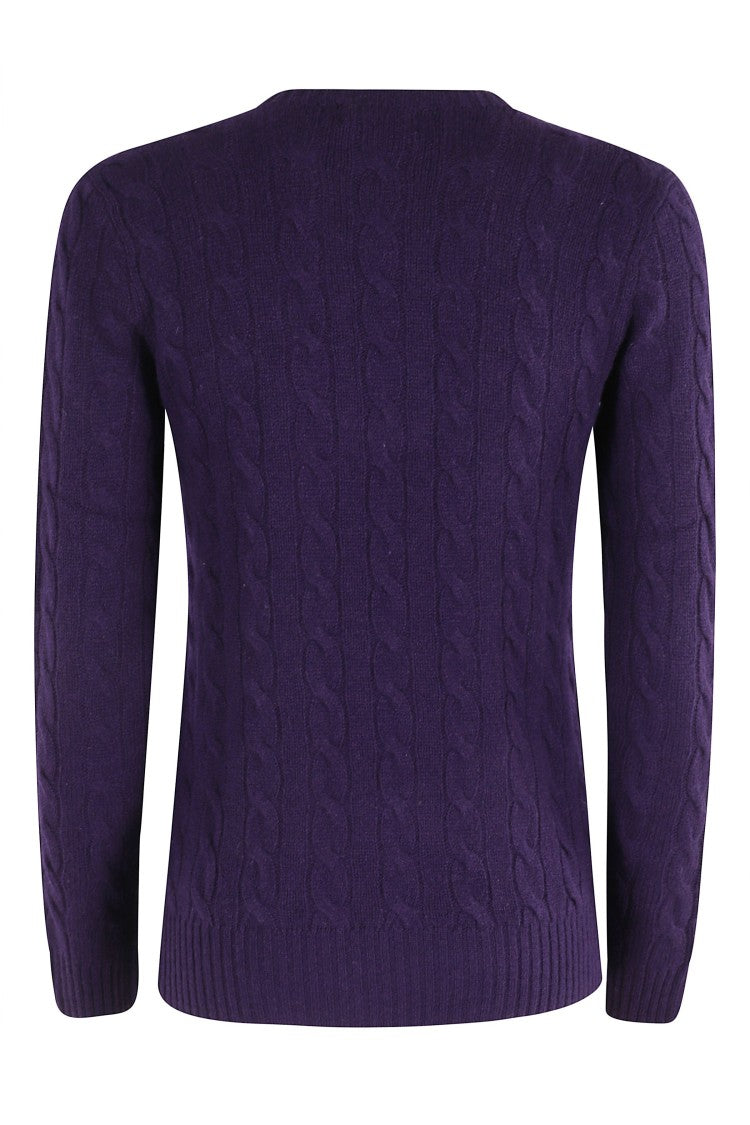 Polo Ralph Lauren Long-Sleeved Cable Knit Pullover Sweater With Logo