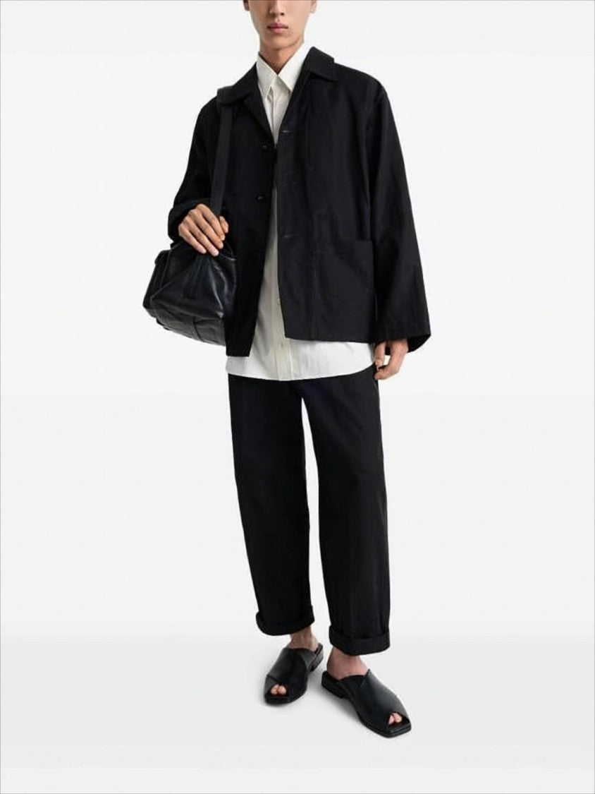 Lemaire Boxy Black Cotton-Linen Jacket