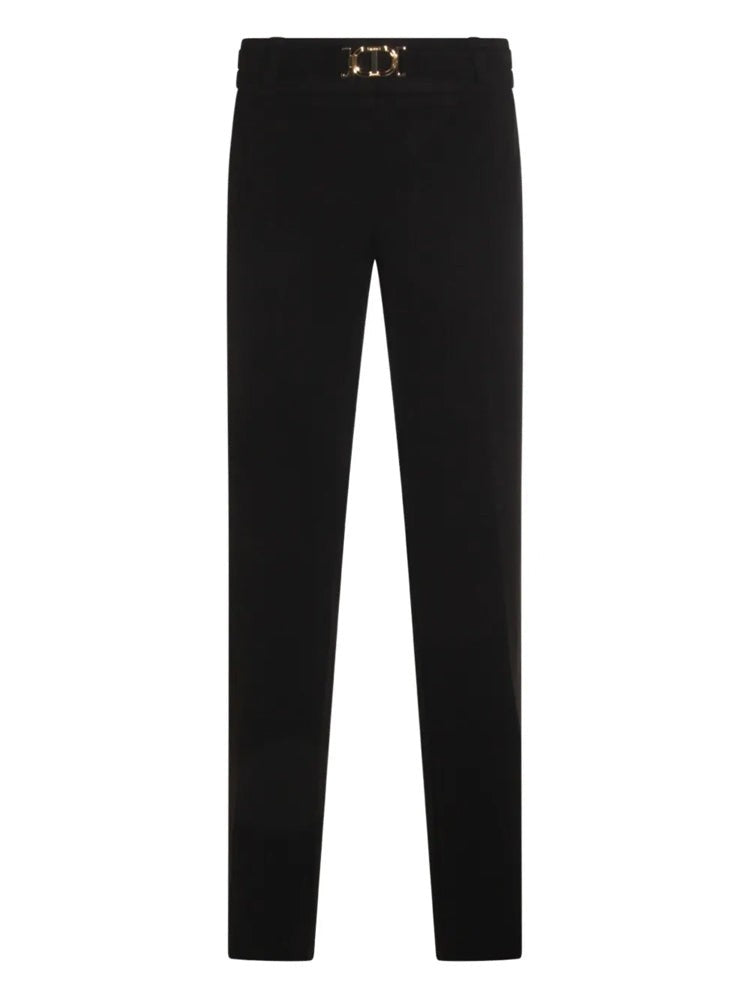 Twin-Set Sleek Slim-Fit Knitted Trousers With Decorative Waistband Detail