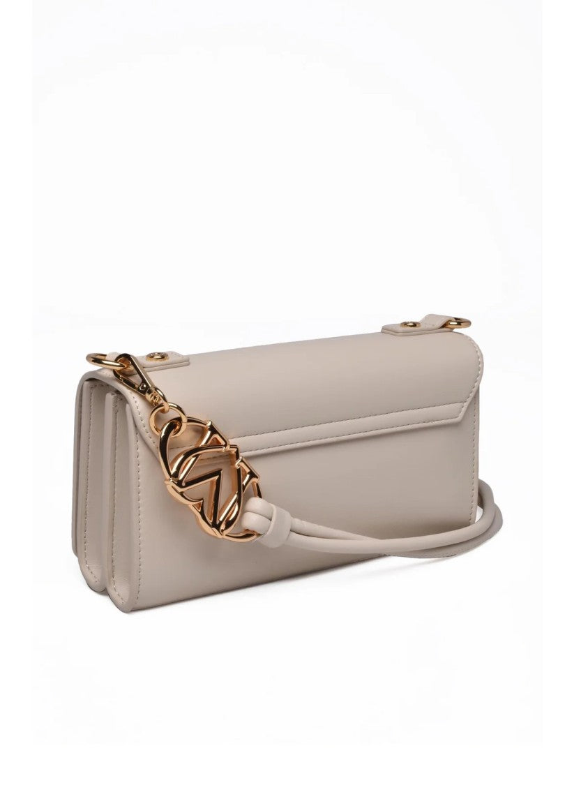 Love Moschino Structured White Polyurethane Shoulder Bag With Gold Logo Detail