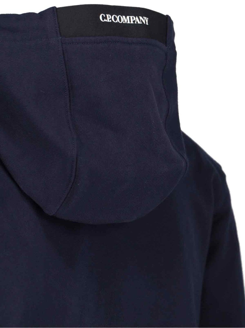 C.P. Company Logo Hoodie Navy Blue