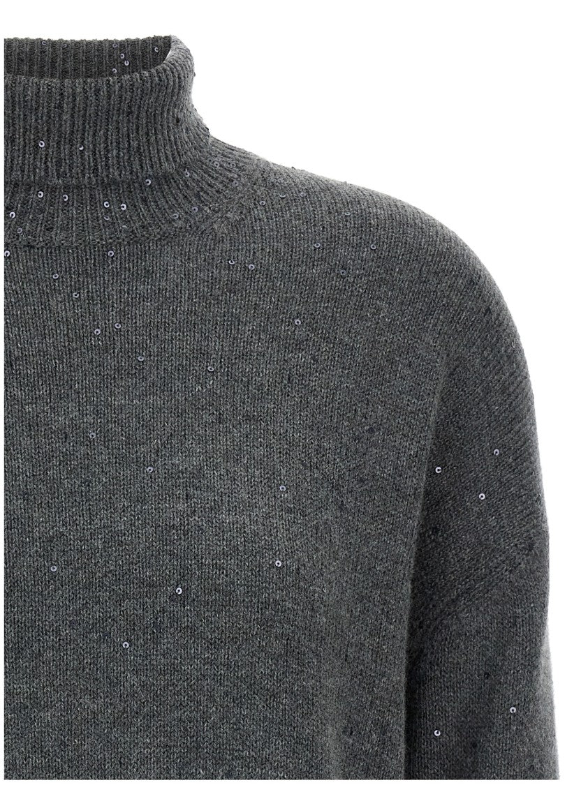 Brunello Cucinelli Cashmere Blend Sweater With Microsequin Embroidery
