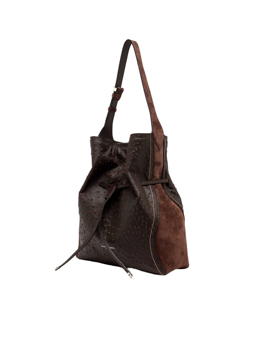 Gianni Chiarini Espresso Sienna Ostrich-Embossed Leather Bag