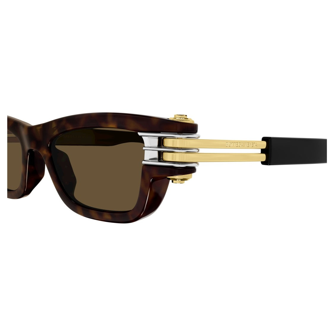 Bottega Veneta Bv1308s Rectangular Tortoiseshell Sunglasses