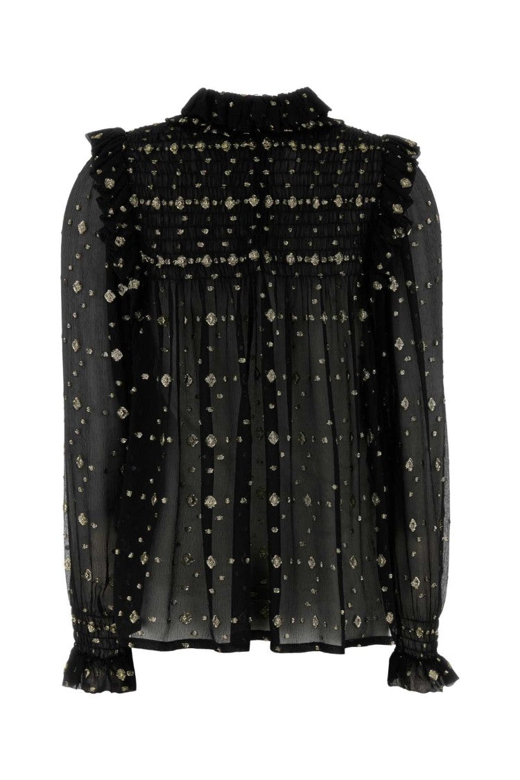 Saint Laurent Embroidered Crepe Blouse