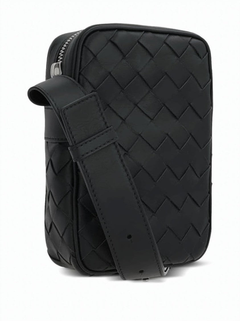Bottega Veneta Intricate Woven Black Crossbody Bag