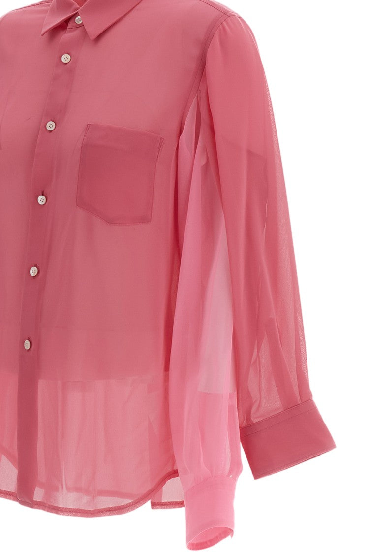 Comme Des Garçons Pink Sheer Double-Sleeve Shirt