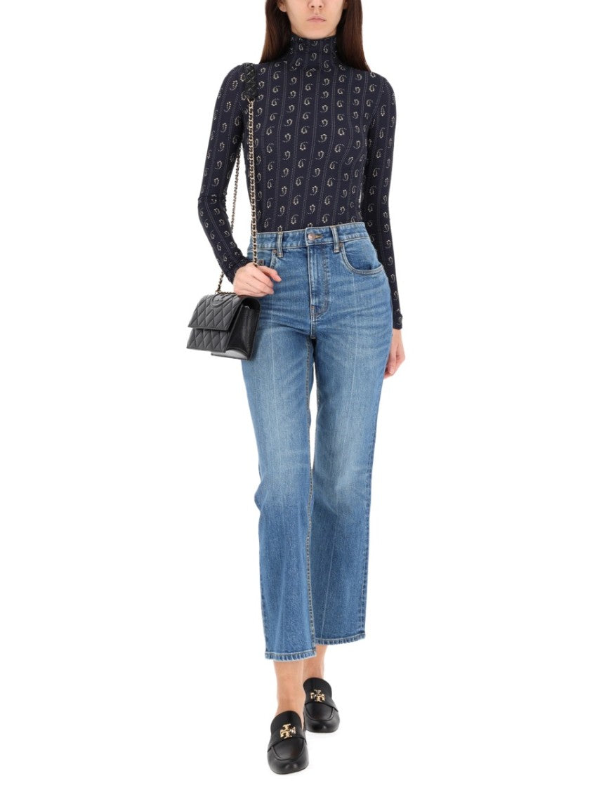 Tory Burch Mid-Rise Flared Denim Jeans