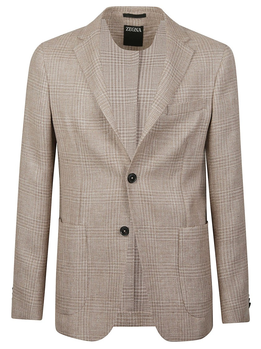 Zegna Checked Wool-Linen Blazer