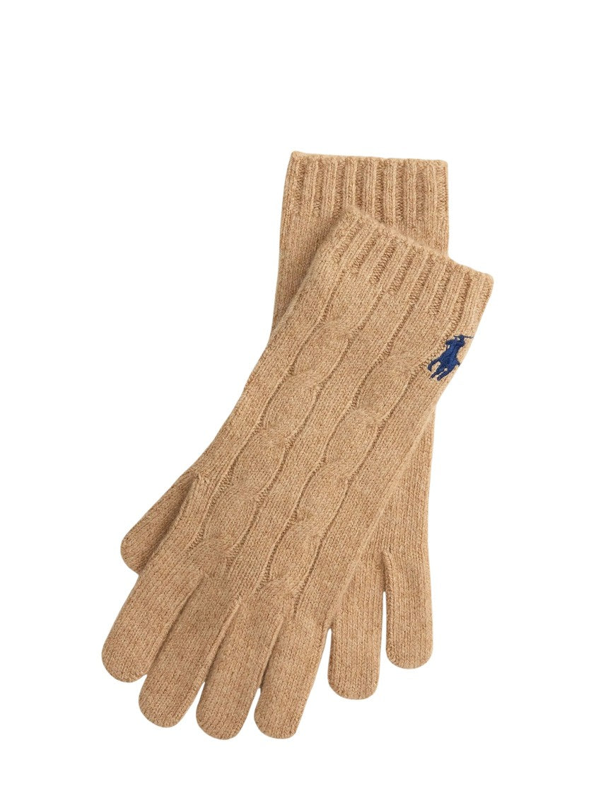 Polo Ralph Lauren Camel Cable-Knit Wool-Cashmere Gloves