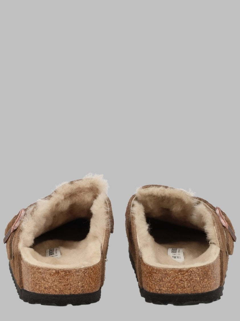 Birkenstock Brown Shearling-Lined Soft Suede Sandals