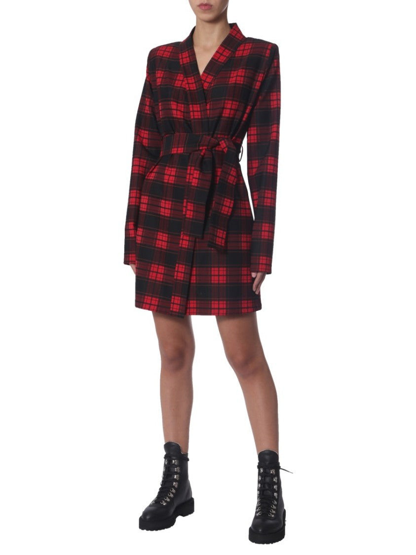 Unravel Project Wrap-Style Mini Dress With V-Neckline