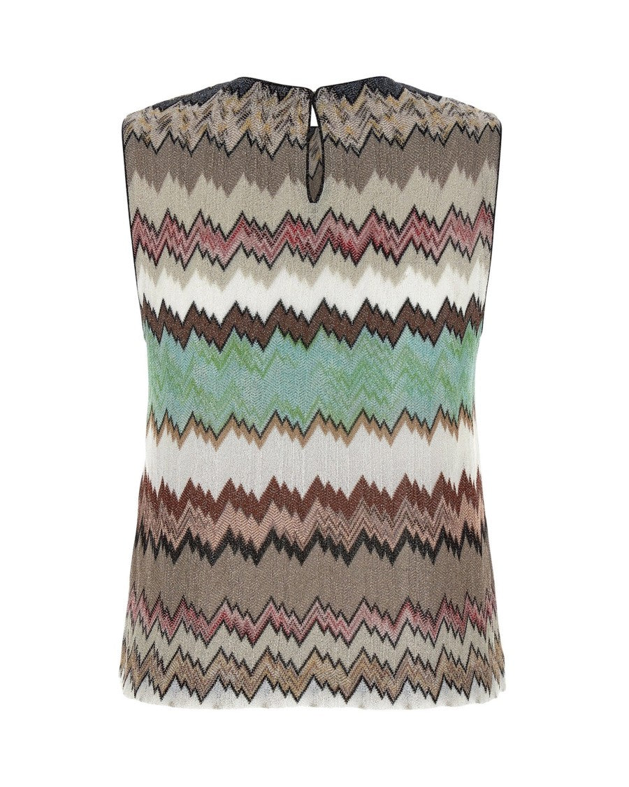 Missoni Sleeveless Crew-Neck Viscose Lamé Top With Snakeskin Motif