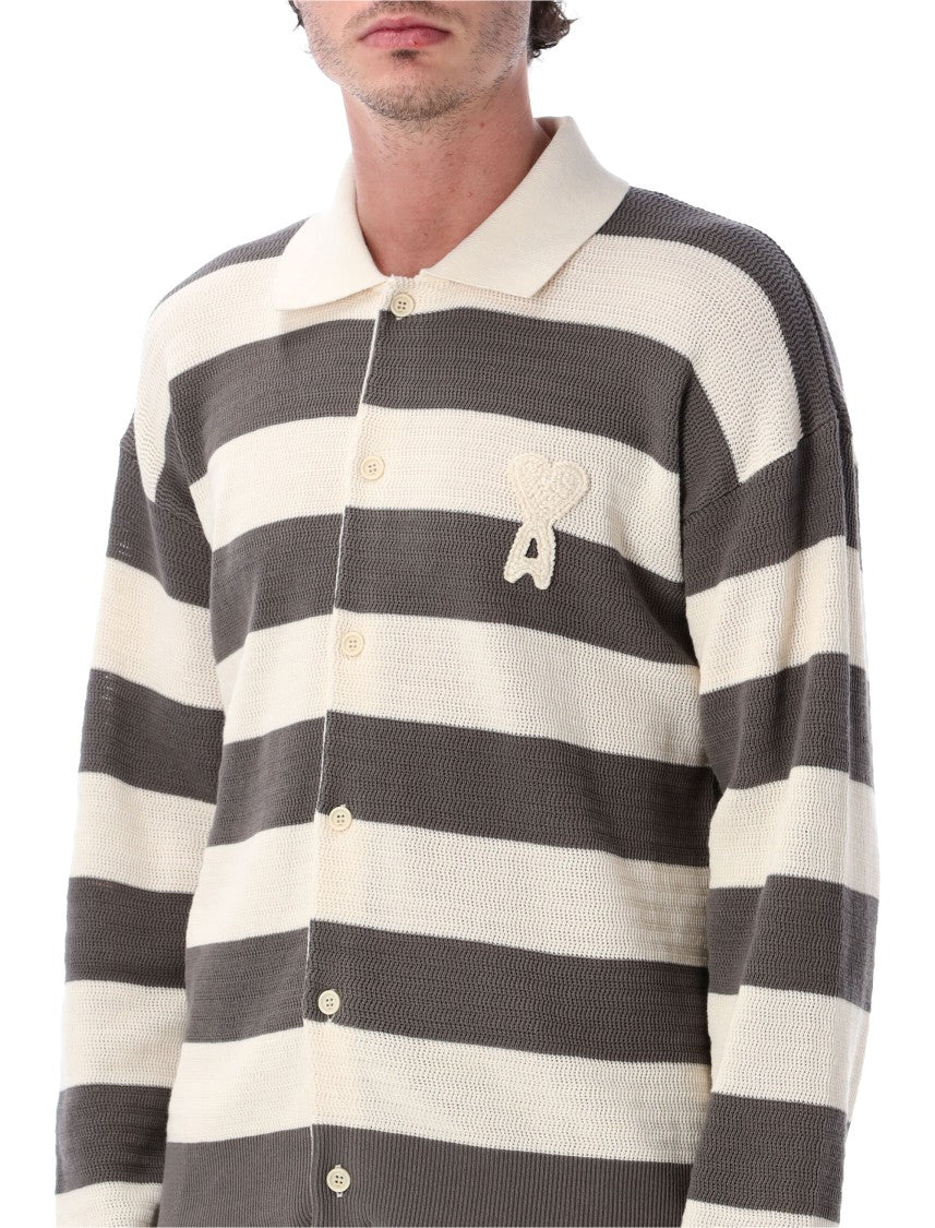Ami Paris Traforato Striped Cardigan
