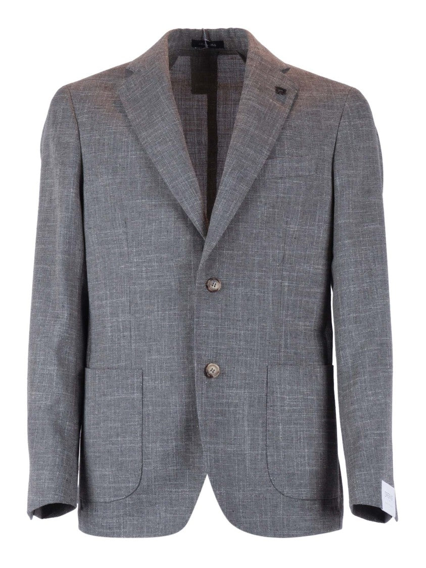 Breras Grey Textured Two Button Blazer