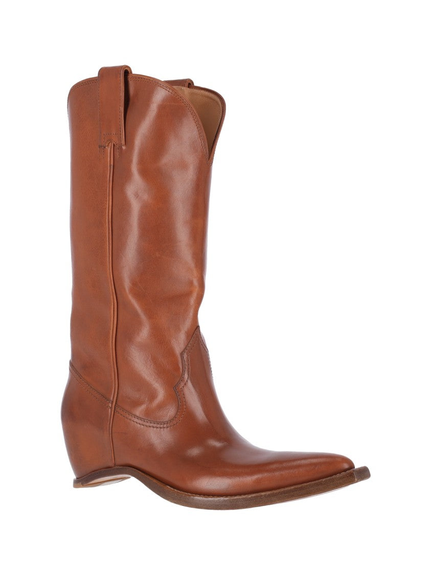 Maison Margiela Heel-Less Square Toe Calf Leather Boots