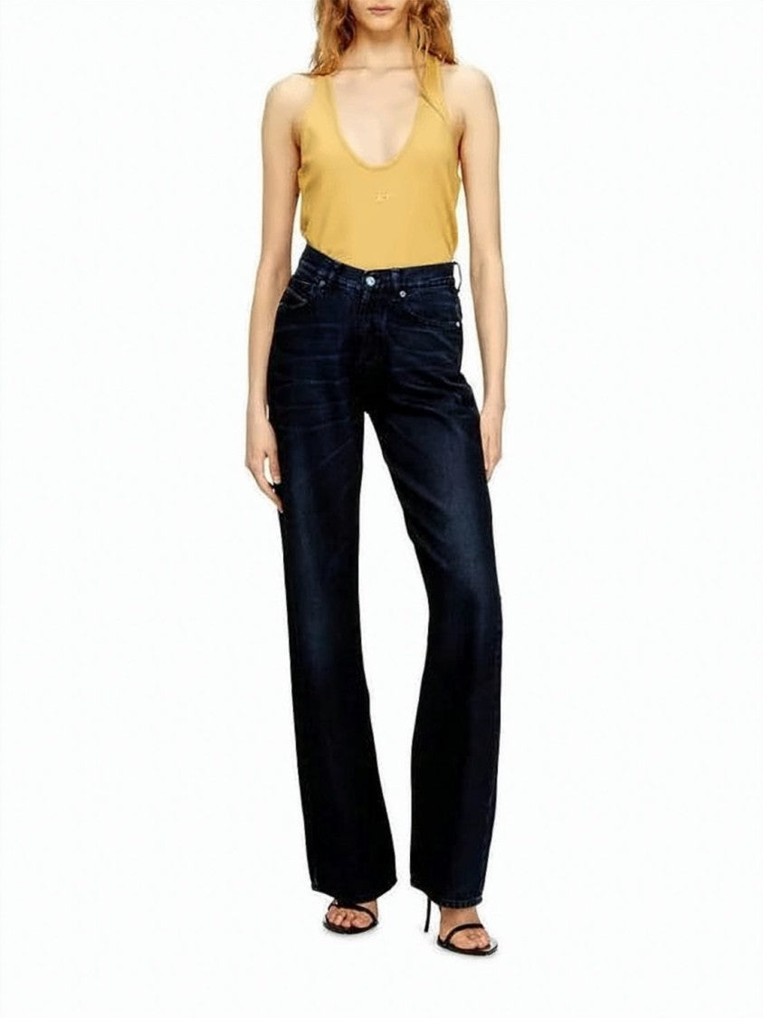 Diesel Wide-Leg Denim Pants With Mid-Rise Waist