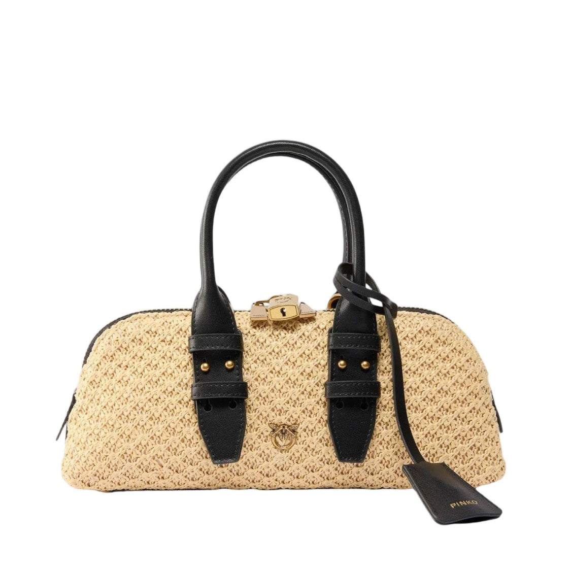 Pinko Escape Horizontal Bowling Bag In Leather