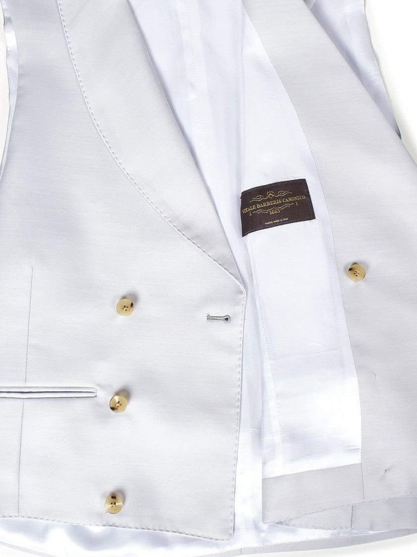 Franzese Collection Double-Breasted Tailored Waistcoat In Grey Vitale Barberis Canonico Fabric