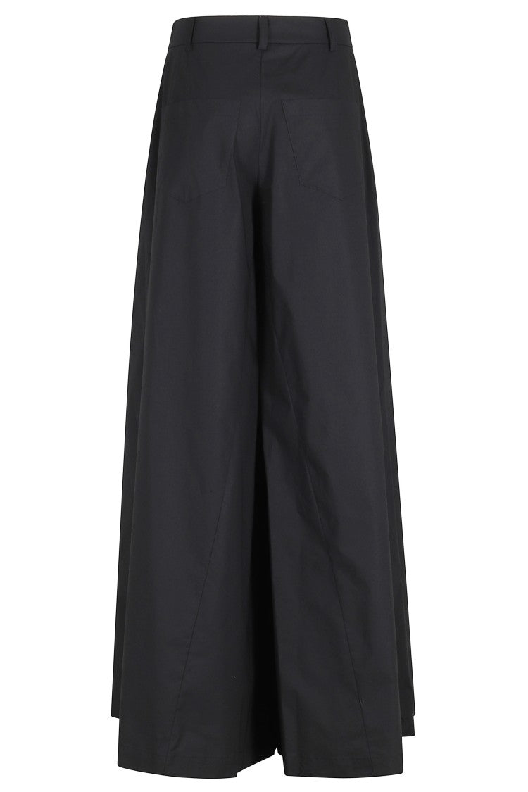 Federica Tosi Black Palazzo Belt-Loops Cotton-Blend Formal Pants