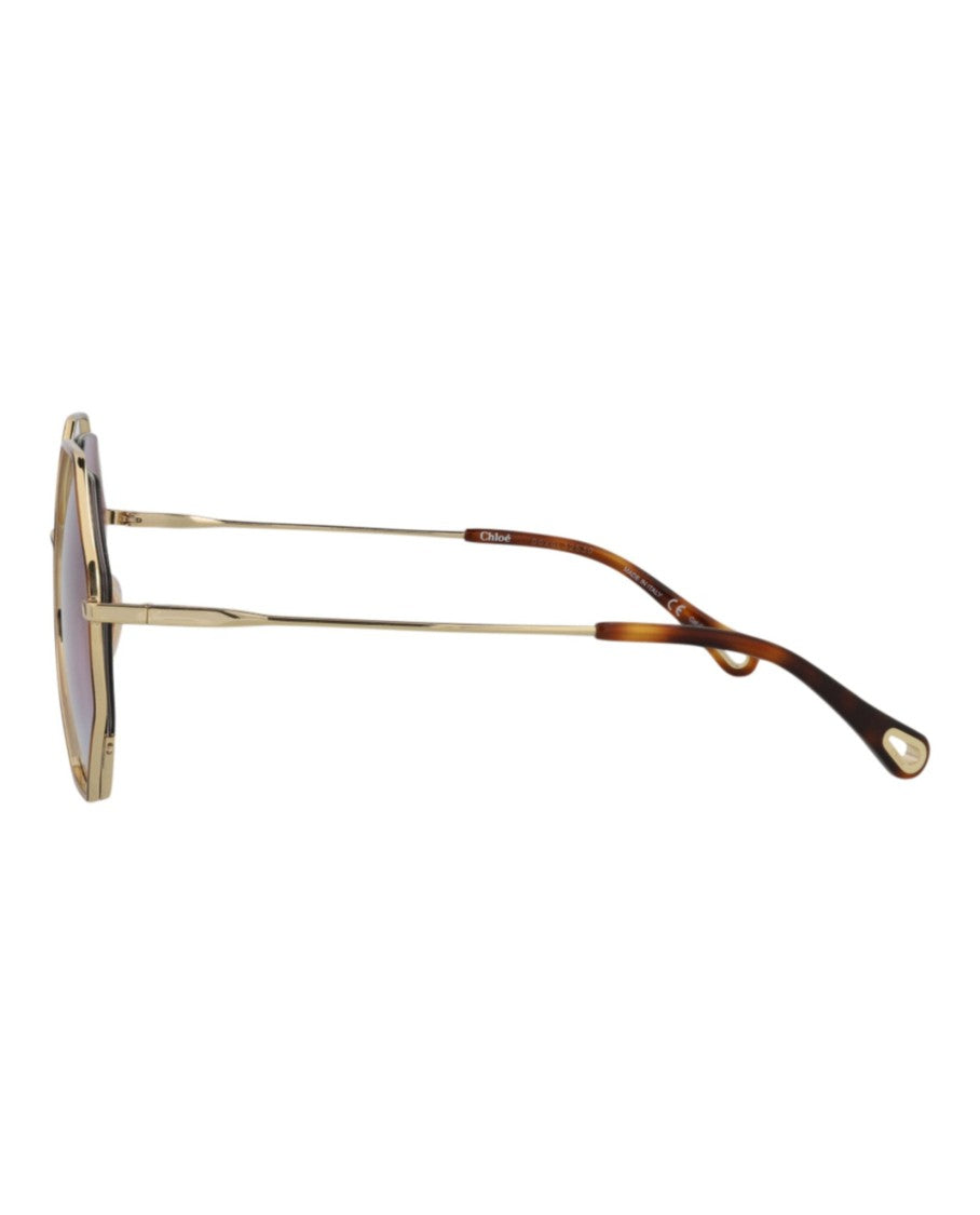Chloé Square-Frame Metal Sunglasses