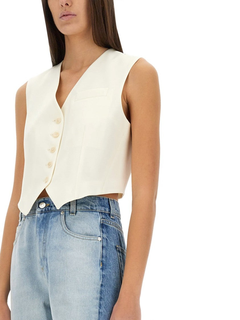 Stella Mccartney Tailored Short Vest With Deep V-Neckline