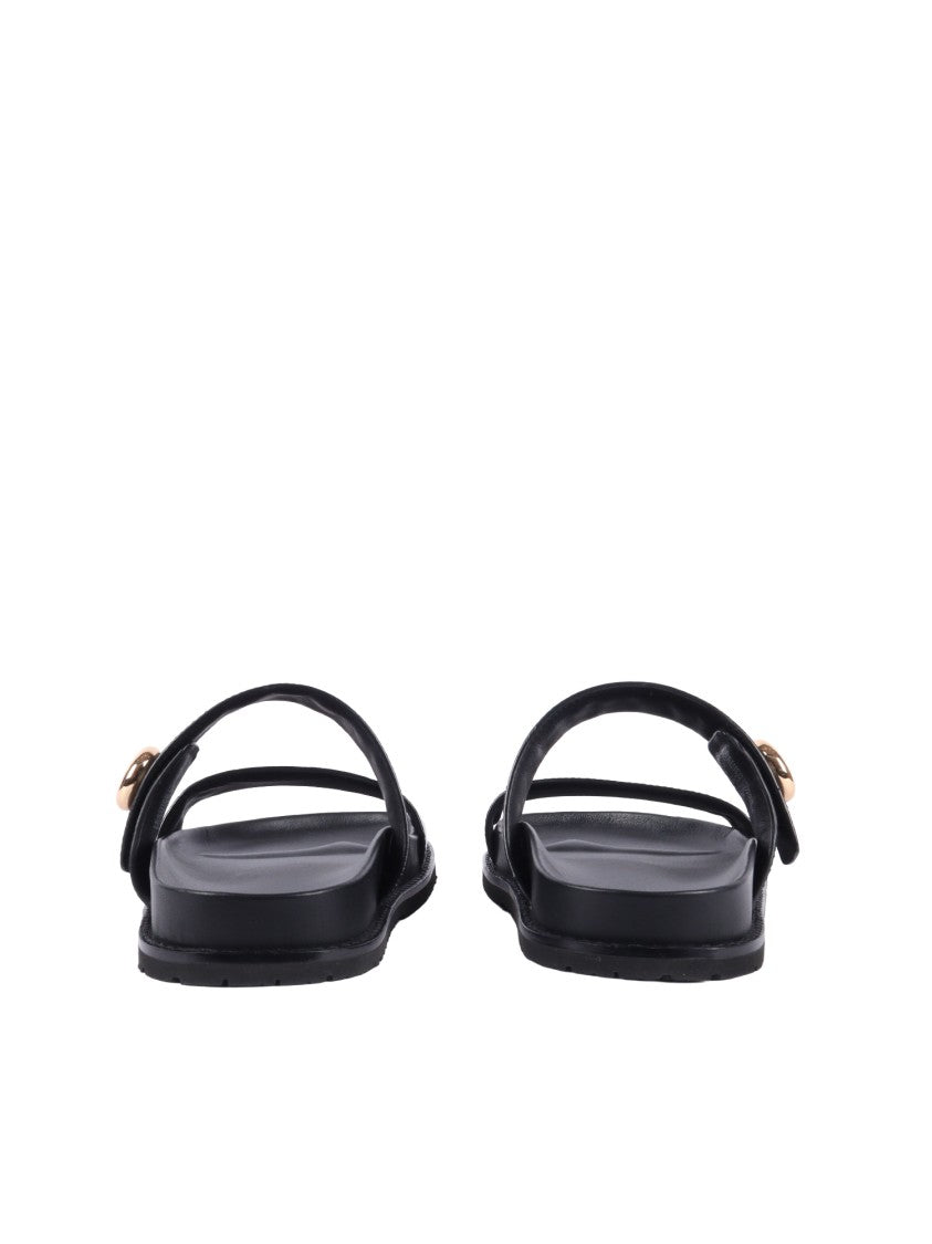 Tory Burch Black Romy Sport Slide Leather Sandals