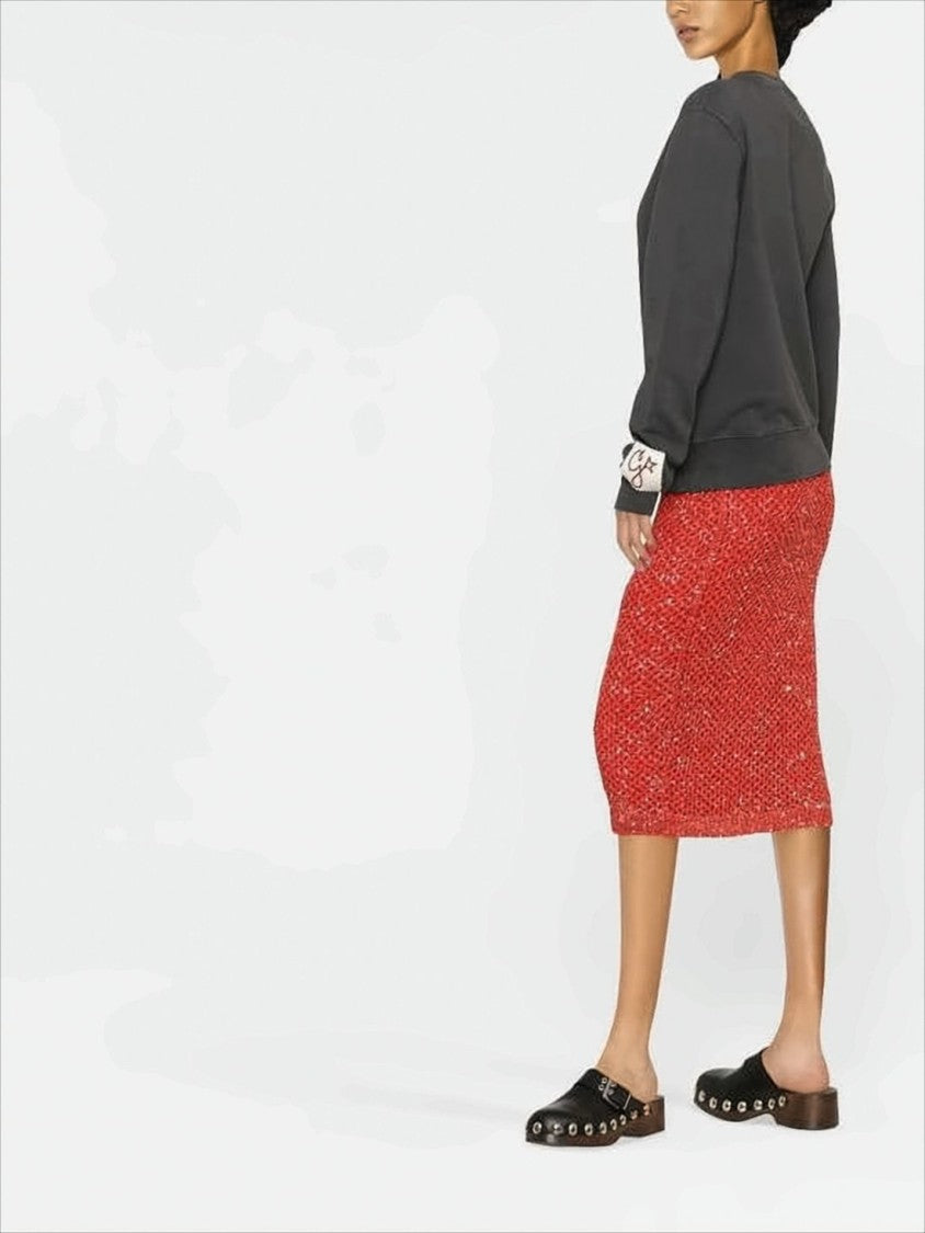 Golden Goose Relaxed Fit Long Sleeve Black Sweatshirt With Decorative Detail